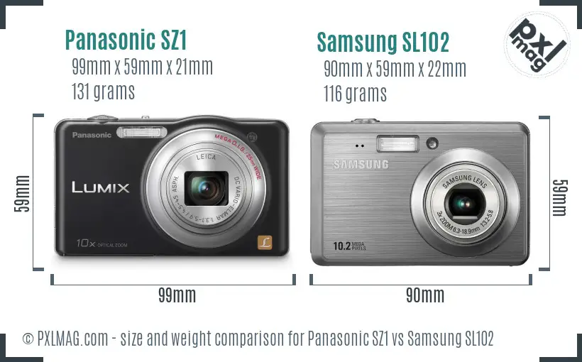 Panasonic SZ1 vs Samsung SL102 size comparison Panasonic SZ1 vs Samsung SL102 size comparison