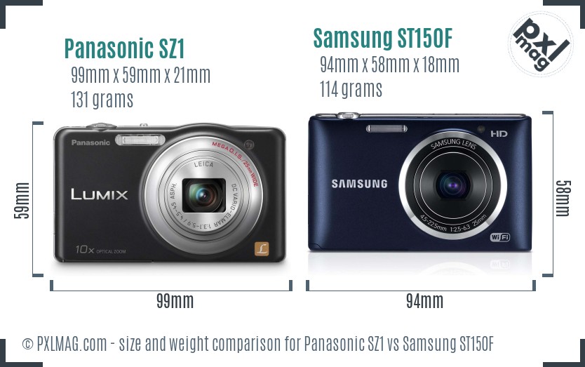 Panasonic SZ1 vs Samsung ST150F size comparison Panasonic SZ1 vs Samsung ST150F size comparison