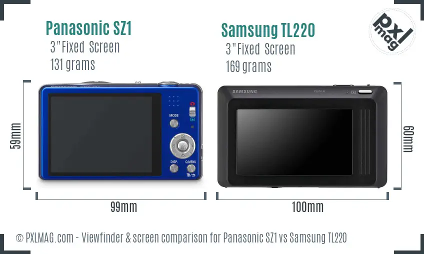 Panasonic SZ1 vs Samsung TL220 Screen and Viewfinder comparison