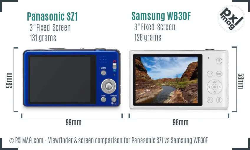 Panasonic SZ1 vs Samsung WB30F Screen and Viewfinder comparison