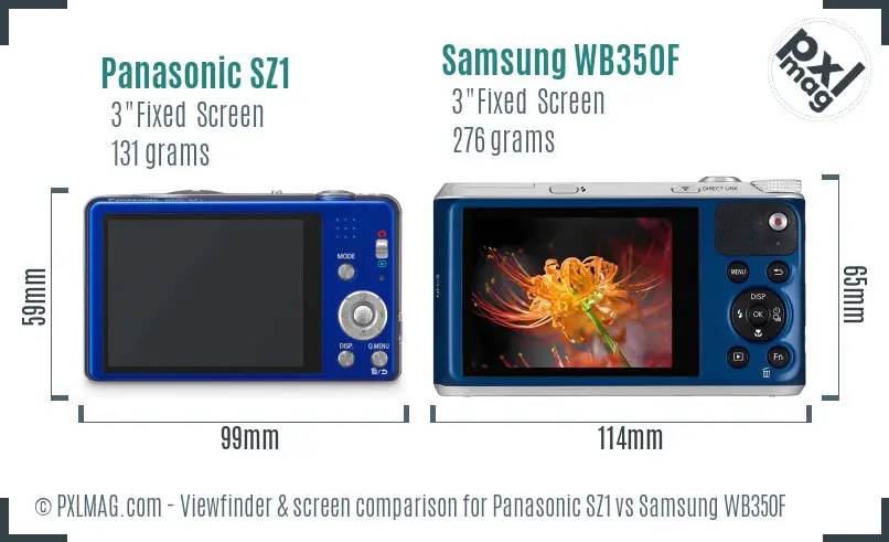 Panasonic SZ1 vs Samsung WB350F Screen and Viewfinder comparison