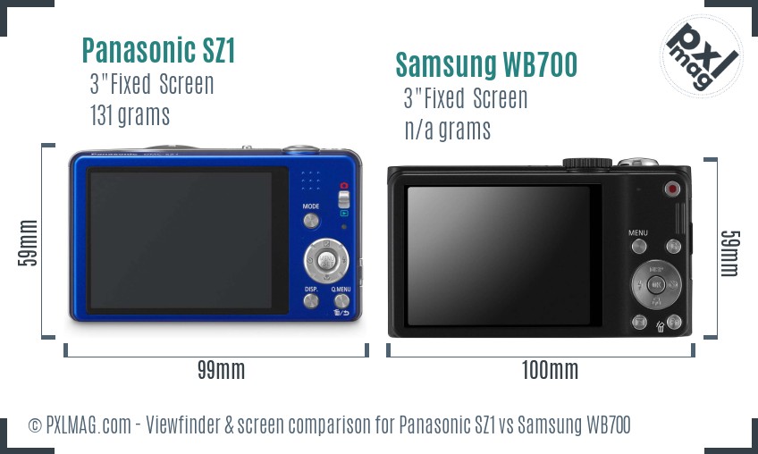 Panasonic SZ1 vs Samsung WB700 Screen and Viewfinder comparison