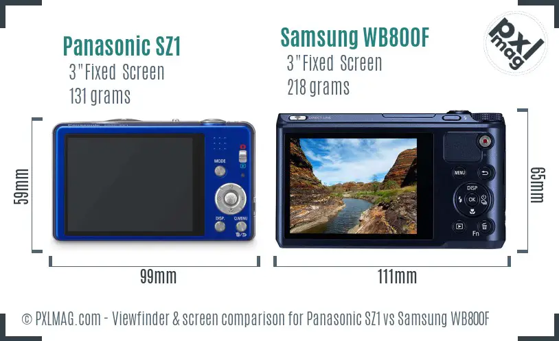 Panasonic SZ1 vs Samsung WB800F Screen and Viewfinder comparison