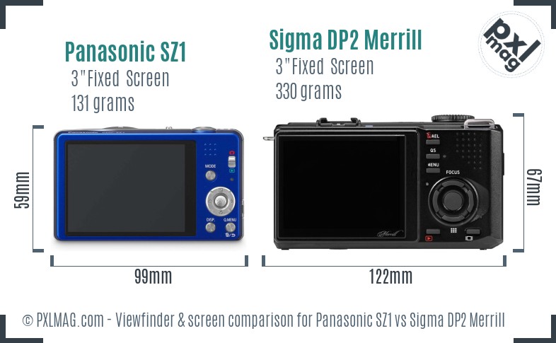 Panasonic SZ1 vs Sigma DP2 Merrill Screen and Viewfinder comparison