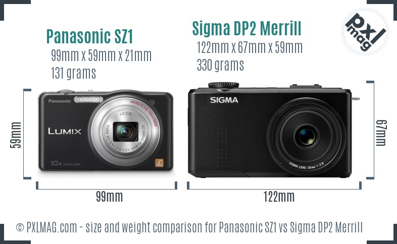 Panasonic SZ1 vs Sigma DP2 Merrill size comparison Panasonic SZ1 vs Sigma DP2 Merrill size comparison