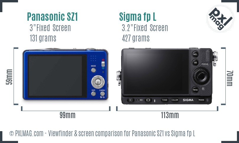 Panasonic SZ1 vs Sigma fp L Screen and Viewfinder comparison