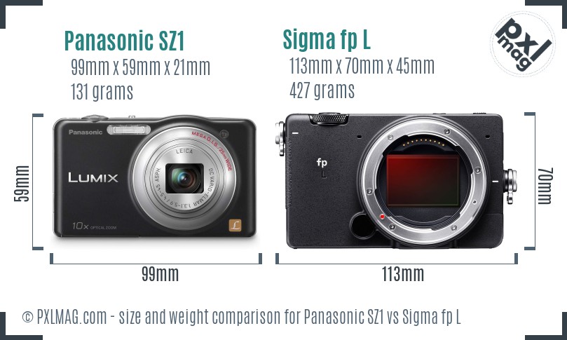 Panasonic SZ1 vs Sigma fp L size comparison
