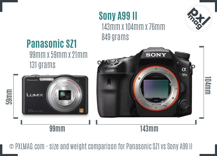 Panasonic SZ1 vs Sony A99 II size comparison Panasonic SZ1 vs Sony A99 II size comparison