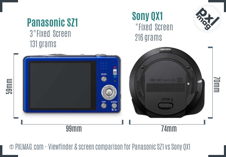 Panasonic SZ1 vs Sony QX1 Screen and Viewfinder comparison