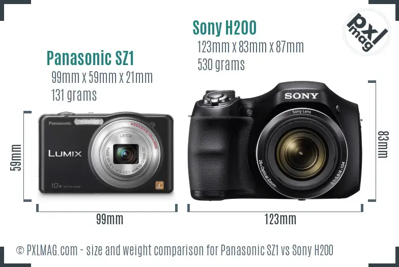 Panasonic SZ1 vs Sony H200 size comparison Panasonic SZ1 vs Sony H200 size comparison