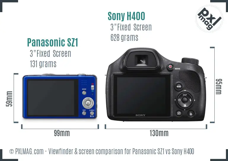 Panasonic SZ1 vs Sony H400 Screen and Viewfinder comparison