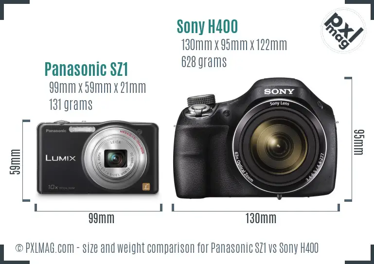 Panasonic SZ1 vs Sony H400 size comparison