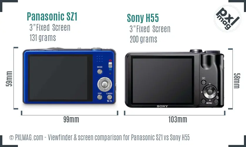 Panasonic SZ1 vs Sony H55 Screen and Viewfinder comparison Panasonic SZ1 vs Sony H55 Screen and Viewfinder comparison