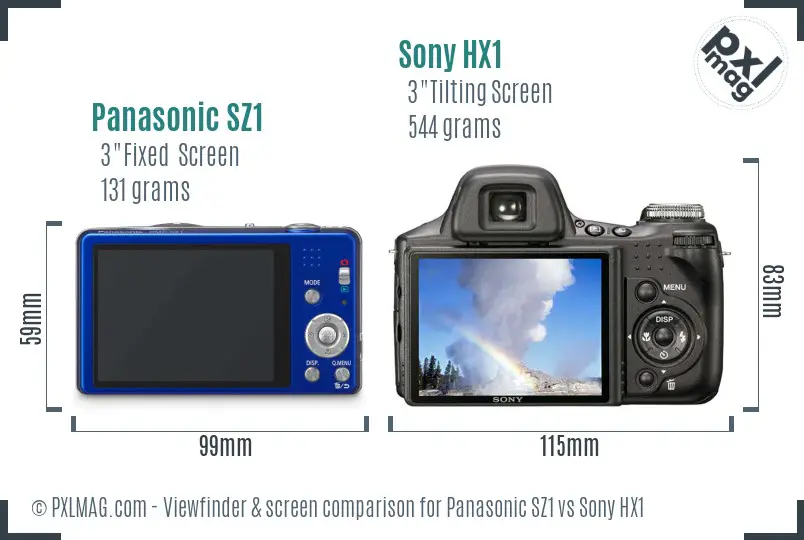 Panasonic SZ1 vs Sony HX1 Screen and Viewfinder comparison Panasonic SZ1 vs Sony HX1 Screen and Viewfinder comparison
