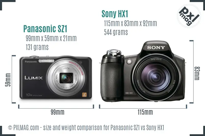 Panasonic SZ1 vs Sony HX1 size comparison Panasonic SZ1 vs Sony HX1 size comparison