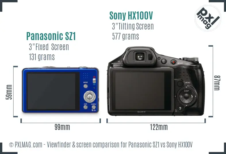 Panasonic SZ1 vs Sony HX100V Screen and Viewfinder comparison Panasonic SZ1 vs Sony HX100V Screen and Viewfinder comparison