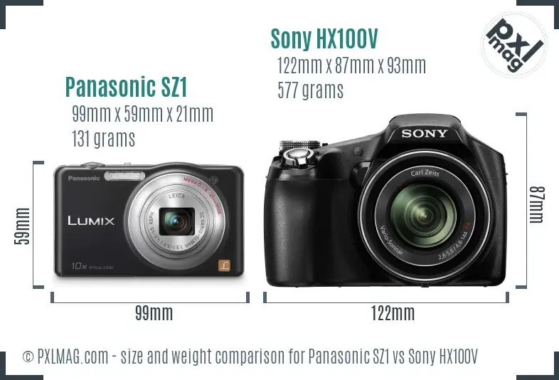 Panasonic SZ1 vs Sony HX100V size comparison Panasonic SZ1 vs Sony HX100V size comparison