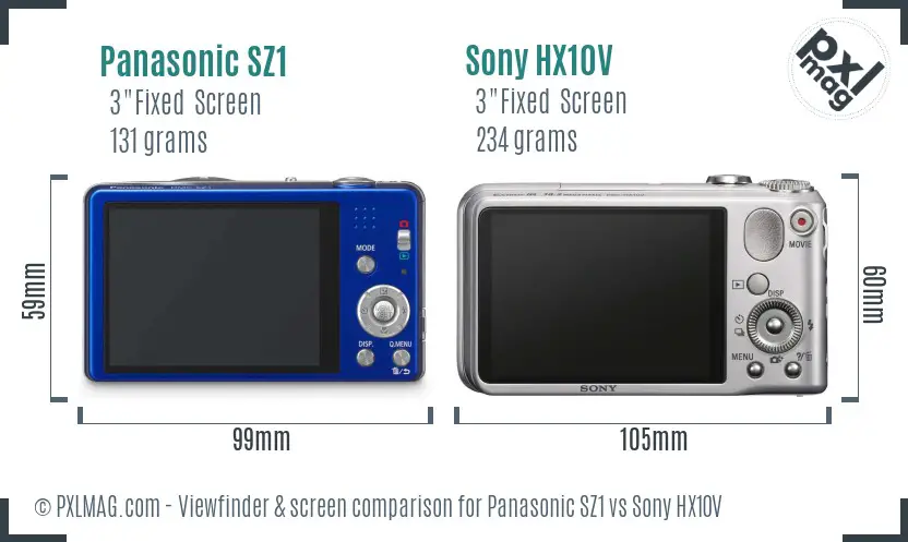 Panasonic SZ1 vs Sony HX10V Screen and Viewfinder comparison Panasonic SZ1 vs Sony HX10V Screen and Viewfinder comparison