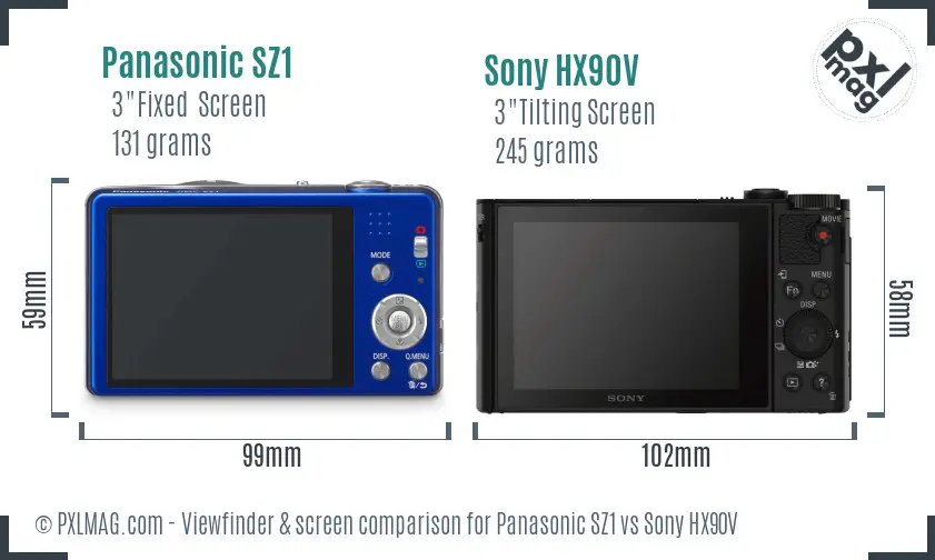 Panasonic SZ1 vs Sony HX90V Screen and Viewfinder comparison Panasonic SZ1 vs Sony HX90V Screen and Viewfinder comparison