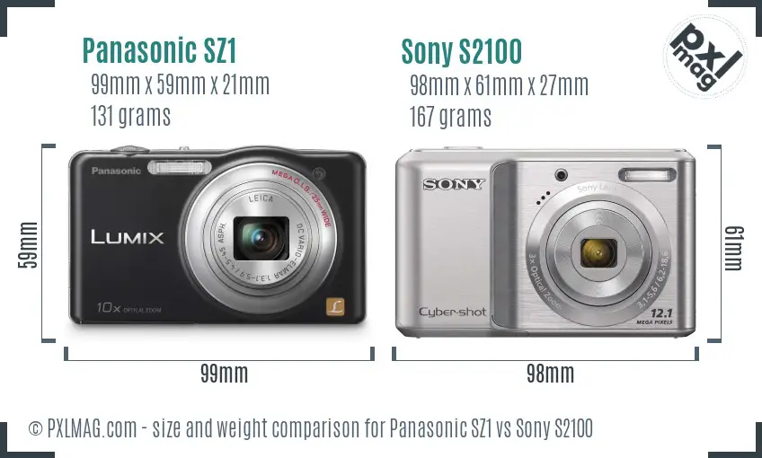 Panasonic SZ1 vs Sony S2100 size comparison Panasonic SZ1 vs Sony S2100 size comparison