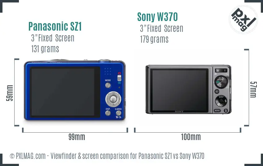 Panasonic SZ1 vs Sony W370 Screen and Viewfinder comparison