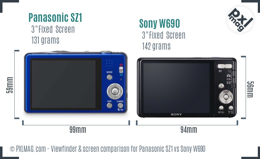 Panasonic SZ1 vs Sony W690 Screen and Viewfinder comparison