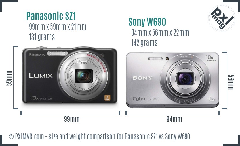 Panasonic SZ1 vs Sony W690 size comparison Panasonic SZ1 vs Sony W690 size comparison