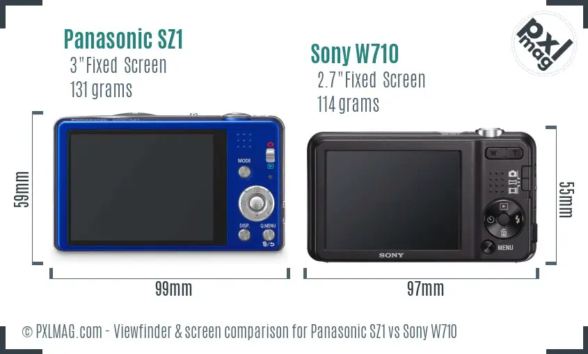 Panasonic SZ1 vs Sony W710 Screen and Viewfinder comparison