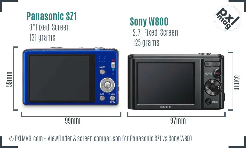 Panasonic SZ1 vs Sony W800 Screen and Viewfinder comparison Panasonic SZ1 vs Sony W800 Screen and Viewfinder comparison