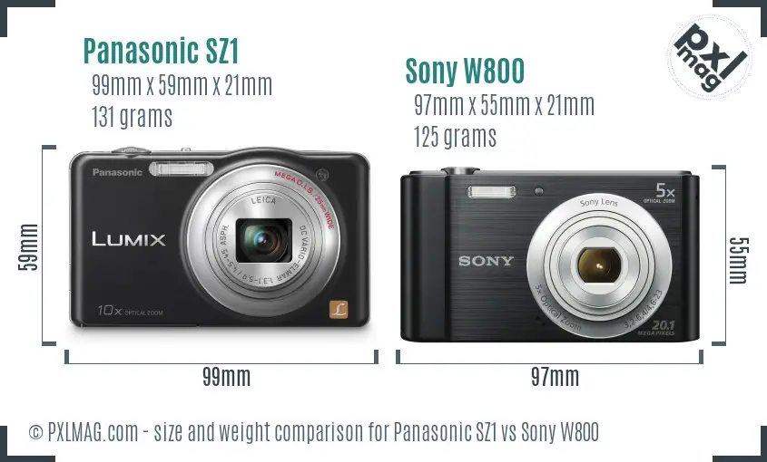 Panasonic SZ1 vs Sony W800 size comparison Panasonic SZ1 vs Sony W800 size comparison