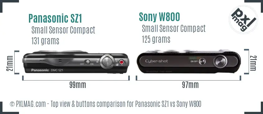 Panasonic SZ1 vs Sony W800 top view buttons comparison Panasonic SZ1 vs Sony W800 top view buttons comparison