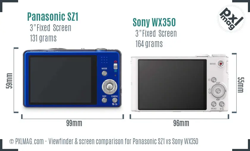 Panasonic SZ1 vs Sony WX350 Screen and Viewfinder comparison