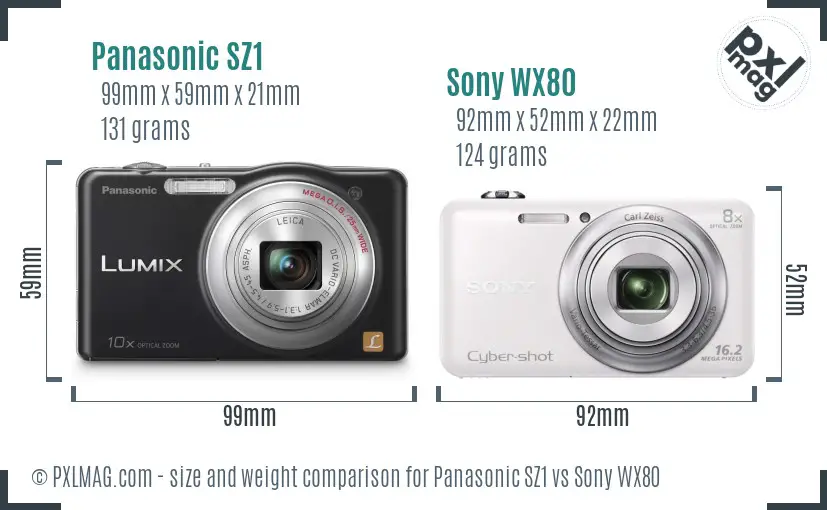 Panasonic SZ1 vs Sony WX80 size comparison Panasonic SZ1 vs Sony WX80 size comparison