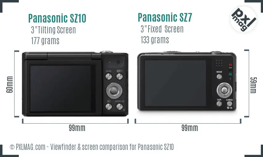 Panasonic SZ10 vs Panasonic SZ7 Screen and Viewfinder comparison