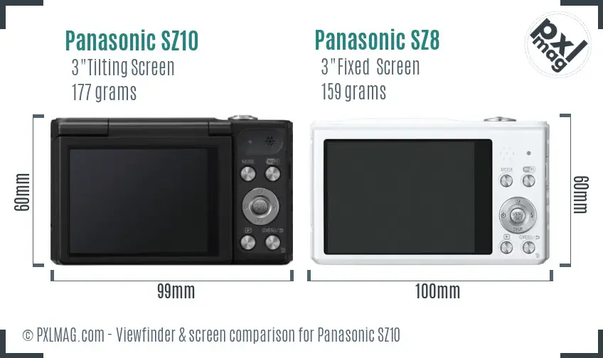 Panasonic SZ10 vs Panasonic SZ8 Screen and Viewfinder comparison