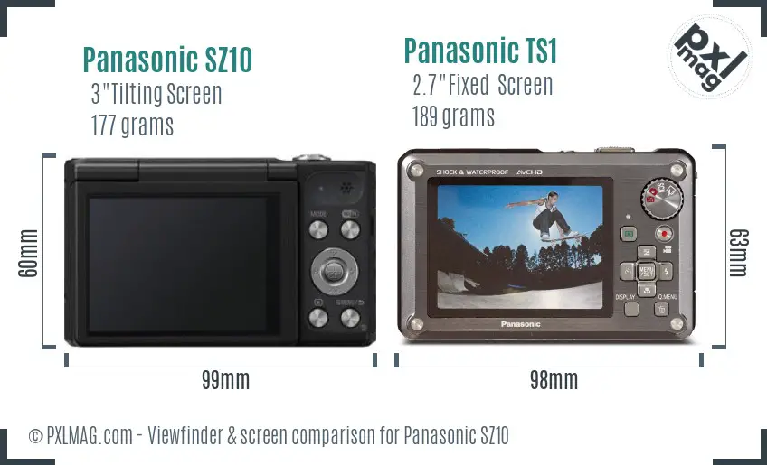 Panasonic SZ10 vs Panasonic TS1 Screen and Viewfinder comparison