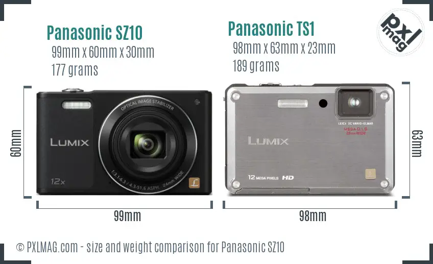 Panasonic SZ10 vs Panasonic TS1 size comparison