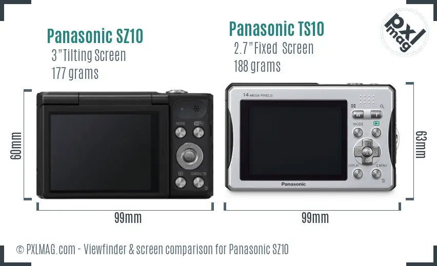 Panasonic SZ10 vs Panasonic TS10 Screen and Viewfinder comparison