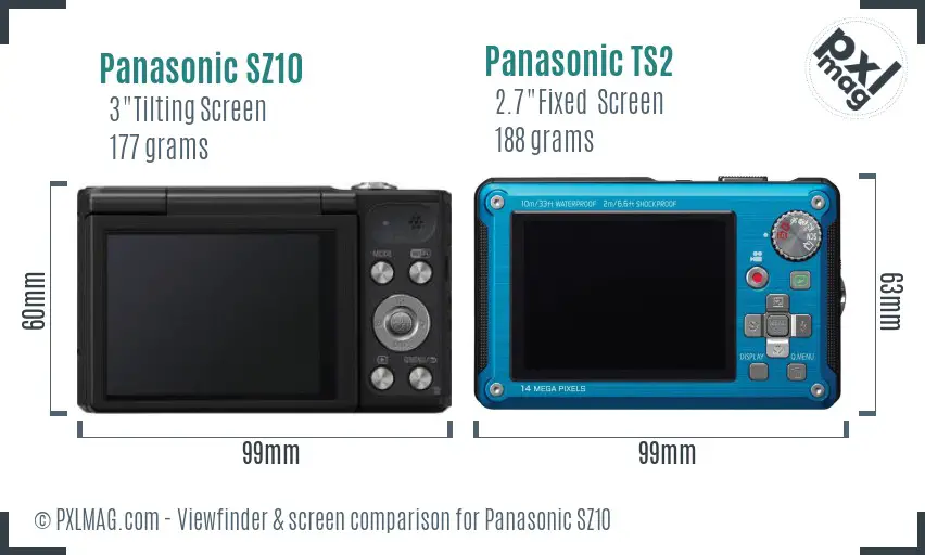 Panasonic SZ10 vs Panasonic TS2 Screen and Viewfinder comparison