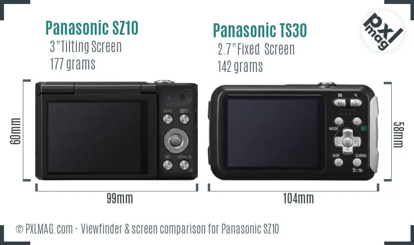 Panasonic SZ10 vs Panasonic TS30 Screen and Viewfinder comparison