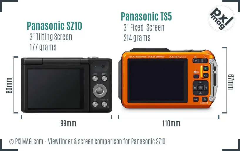 Panasonic SZ10 vs Panasonic TS5 Screen and Viewfinder comparison