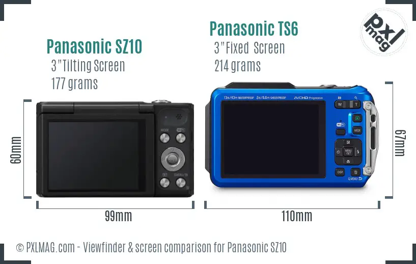 Panasonic SZ10 vs Panasonic TS6 Screen and Viewfinder comparison