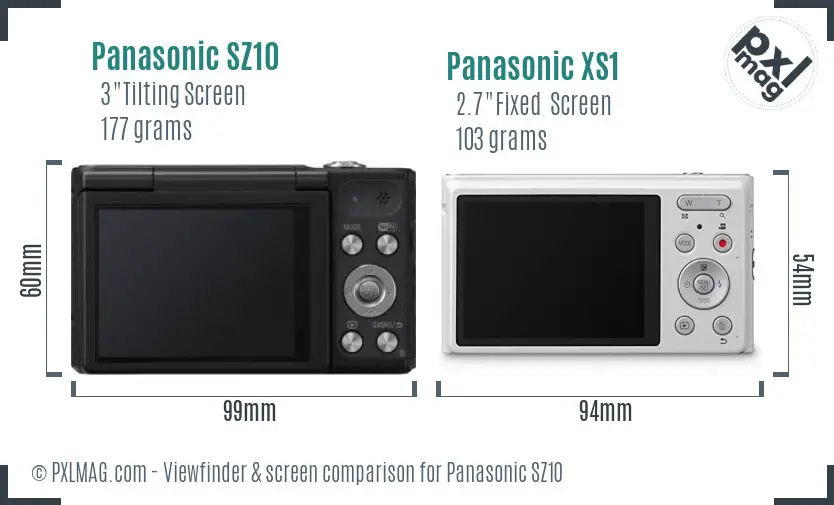 Panasonic SZ10 vs Panasonic XS1 Screen and Viewfinder comparison