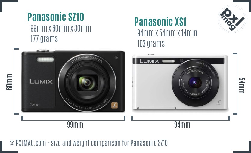 Panasonic SZ10 vs Panasonic XS1 size comparison
