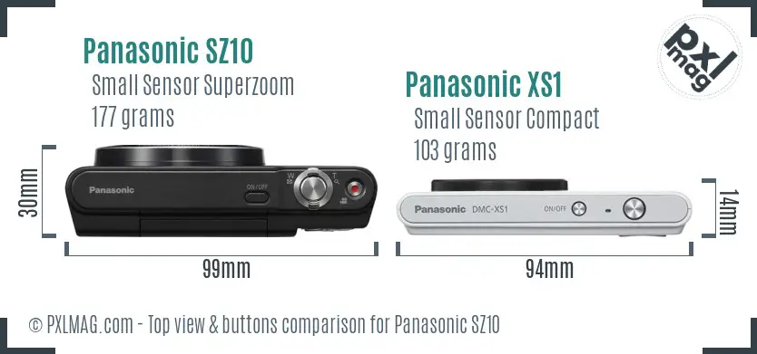 Panasonic SZ10 vs Panasonic XS1 top view buttons comparison