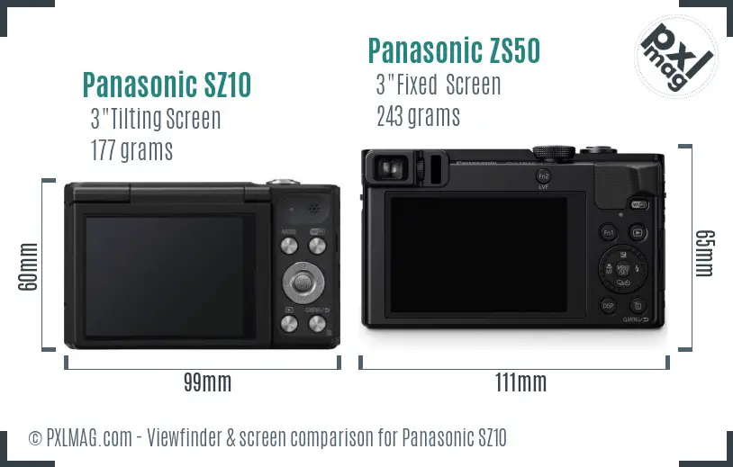 Panasonic SZ10 vs Panasonic ZS50 Screen and Viewfinder comparison