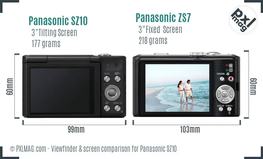 Panasonic SZ10 vs Panasonic ZS7 Screen and Viewfinder comparison