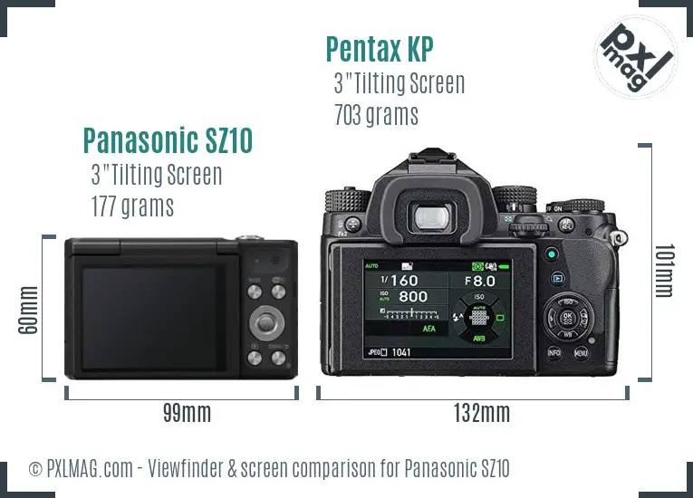 Panasonic SZ10 vs Pentax KP Screen and Viewfinder comparison