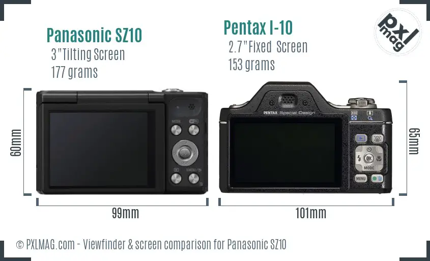Panasonic SZ10 vs Pentax I-10 Screen and Viewfinder comparison
