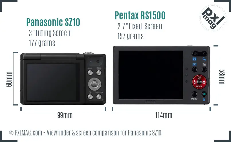 Panasonic SZ10 vs Pentax RS1500 Screen and Viewfinder comparison